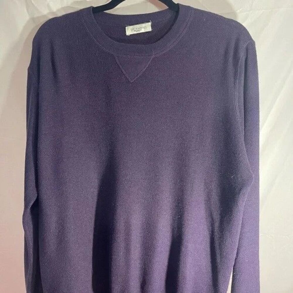 Kinross Mens Henley Purple Crewneck Sweater Sz Lrg